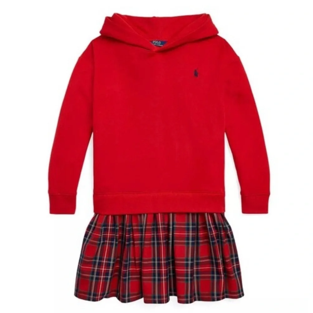 Polo by Ralph Lauren Red Hoodie with Plaid Skirt dress